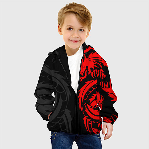 Детская куртка КРАСНЫЙ ДРАКОН ТАТУ RED DRAGON TATTOO / 3D-Черный – фото 4
