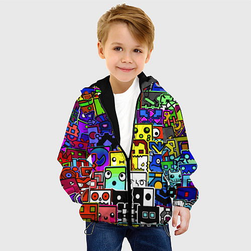 Детская куртка GEOMETRY DASH ВСЕ СКИНЫ / 3D-Черный – фото 4