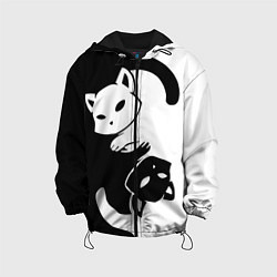 Куртка с капюшоном детская Черный и белый кот кувыркаются, цвет: 3D-черный