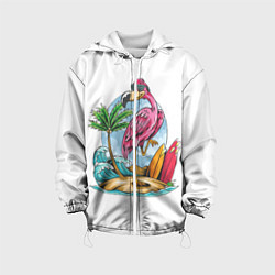 Куртка с капюшоном детская Фламинго На Острове, цвет: 3D-белый