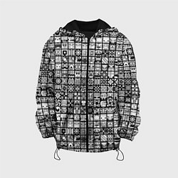 Куртка с капюшоном детская Геометри Даш паттерн Geometry Dash, цвет: 3D-черный