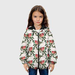Куртка с капюшоном детская Снегири паттерн, цвет: 3D-черный — фото 2