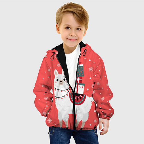 Детская куртка Лама Новый год / 3D-Черный – фото 4
