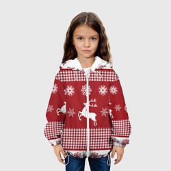 Куртка с капюшоном детская Узор с оленями, цвет: 3D-белый — фото 2