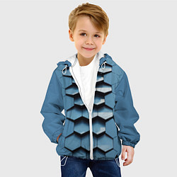 Куртка с капюшоном детская Соты узор авангард, цвет: 3D-белый — фото 2