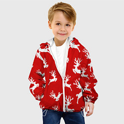 Куртка с капюшоном детская НОВОГОДНИЕ ОЛЕНИ УЗОР, цвет: 3D-белый — фото 2