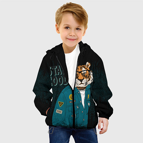 Детская куртка Крутой фурри тигр / 3D-Черный – фото 4