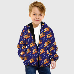 Куртка с капюшоном детская Новогодние олени паттерн, цвет: 3D-черный — фото 2
