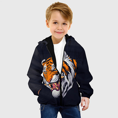 Детская куртка Саблезубый тигр голова / 3D-Черный – фото 4