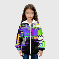Куртка с капюшоном детская Глитч эффект, цвет: 3D-белый — фото 2