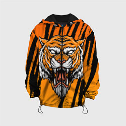 Куртка с капюшоном детская Разгневанный тигр голова, цвет: 3D-черный