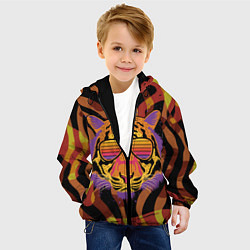 Куртка с капюшоном детская Крутой тигр в очках ретро, цвет: 3D-черный — фото 2