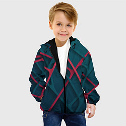 Куртка с капюшоном детская Серо-красные нити, цвет: 3D-черный — фото 2