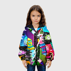 Куртка с капюшоном детская Geometry Dash: Parallel Worlds, цвет: 3D-черный — фото 2