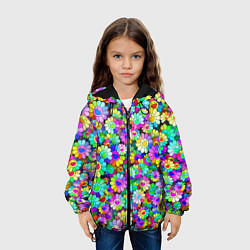 Куртка с капюшоном детская Rainbow flowers, цвет: 3D-черный — фото 2