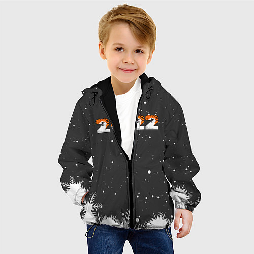 Детская куртка Новый год 2022 - надпись 2022 / 3D-Черный – фото 4