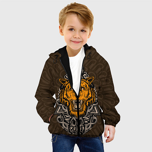 Детская куртка Тигр в треугольнике / 3D-Черный – фото 4