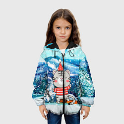 Куртка с капюшоном детская Тигренок в заснеженную погоду, цвет: 3D-черный — фото 2
