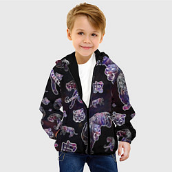 Куртка с капюшоном детская Космические тигры, цвет: 3D-черный — фото 2