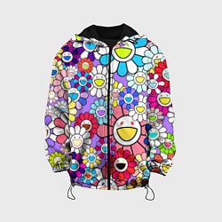 Куртка с капюшоном детская Цветы Takashi Murakami, цвет: 3D-черный