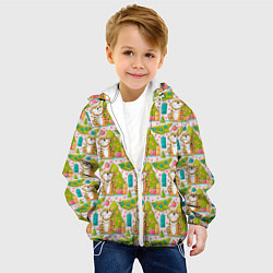 Куртка с капюшоном детская Тигр и елки Новый год 2022, цвет: 3D-белый — фото 2