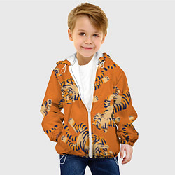 Куртка с капюшоном детская Тигр паттерн, цвет: 3D-белый — фото 2