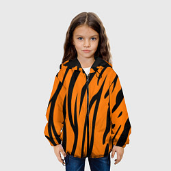 Куртка с капюшоном детская Текстура тиграtiger, цвет: 3D-черный — фото 2