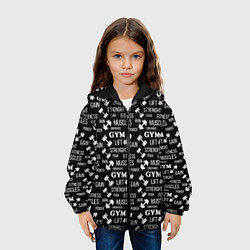 Куртка с капюшоном детская Тренировка с гантелями, цвет: 3D-черный — фото 2