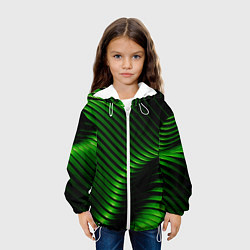 Куртка с капюшоном детская Волны изумрудного металла, цвет: 3D-белый — фото 2