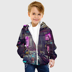 Куртка с капюшоном детская Городской киберпанк, цвет: 3D-белый — фото 2