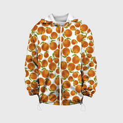 Куртка с капюшоном детская Мандарины Новый Год 2022, цвет: 3D-белый