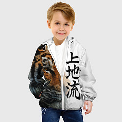 Куртка с капюшоном детская ТИГР НАДПИСЬ НА КИТАЙСКОМ, цвет: 3D-белый — фото 2