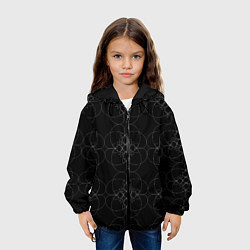Куртка с капюшоном детская Цветочный орнамент белый на черном, цвет: 3D-черный — фото 2