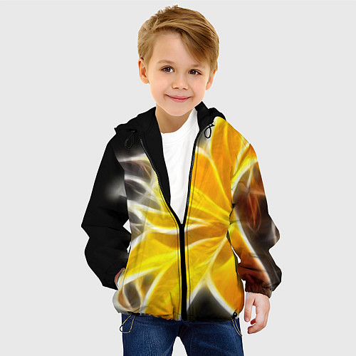 Детская куртка Желтый летний цветок / 3D-Черный – фото 4