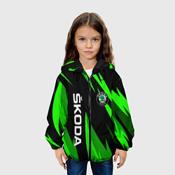Куртка с капюшоном детская SKODA Логотип Узор, цвет: 3D-черный — фото 2