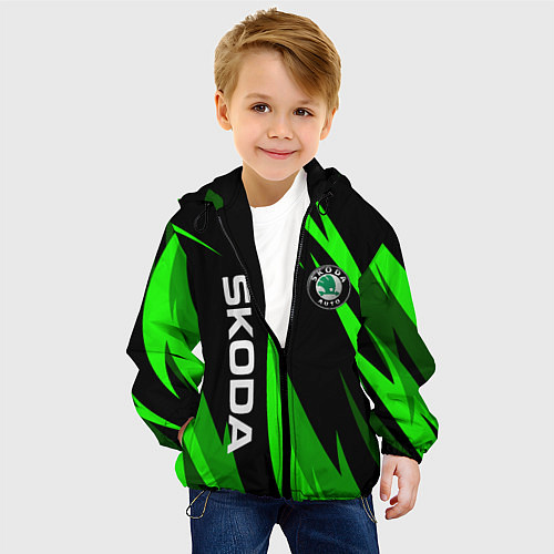Детская куртка SKODA Логотип Узор / 3D-Черный – фото 4