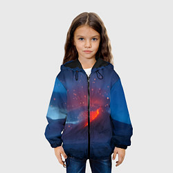 Куртка с капюшоном детская Извержение вулкана ночью, цвет: 3D-черный — фото 2