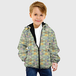Куртка с капюшоном детская Рыбы паттерн, цвет: 3D-черный — фото 2