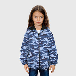 Куртка с капюшоном детская Синий Камуфляж Camouflage, цвет: 3D-черный — фото 2