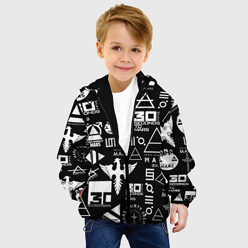 Детская куртка 30 Seconds to Mars: Паттерн логотипов / 3D-Черный – фото 4
