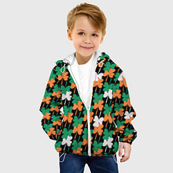 Куртка с капюшоном детская Клевер в цветах Ирландского флага паттерн, цвет: 3D-белый — фото 2
