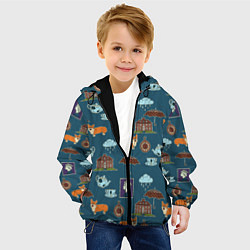 Куртка с капюшоном детская Англия паттерн, цвет: 3D-черный — фото 2