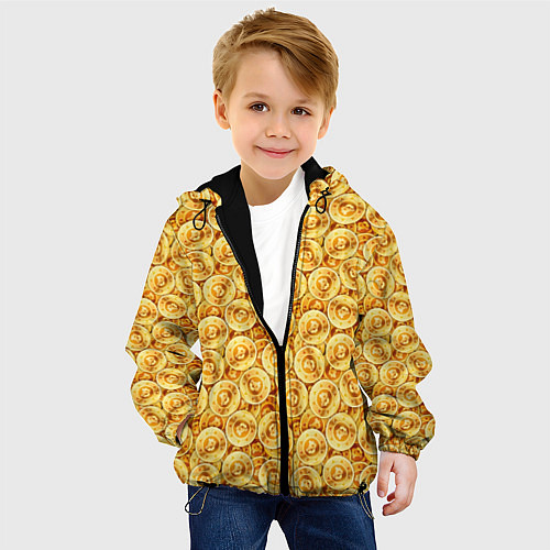 Детская куртка Золотые Биткоины / 3D-Черный – фото 4