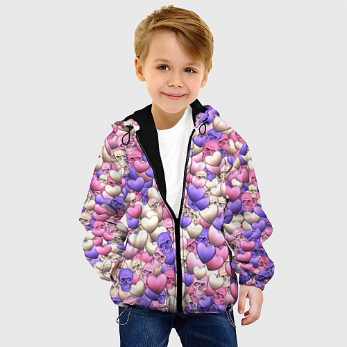 Детская куртка Сердечки-черепушки / 3D-Черный – фото 4
