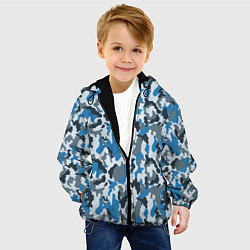 Куртка с капюшоном детская Светло-Синий Камуфляж, цвет: 3D-черный — фото 2