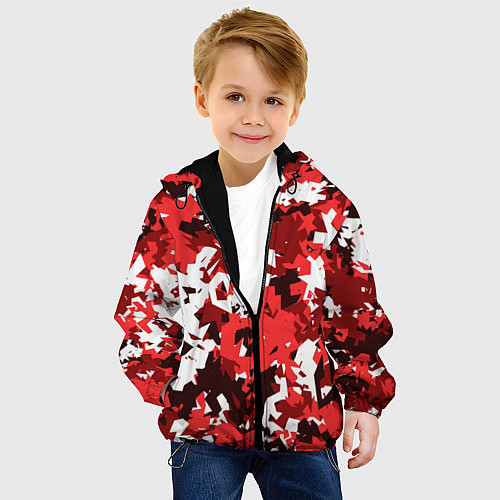Детская куртка Красно-белый камуфляж / 3D-Черный – фото 4