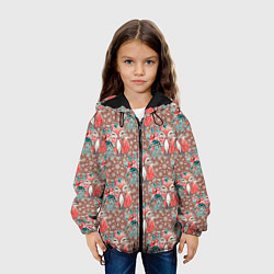 Куртка с капюшоном детская Лисички паттерн лисы, цвет: 3D-черный — фото 2