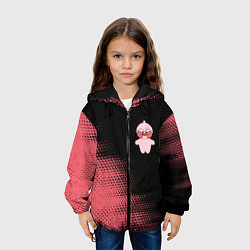 Куртка с капюшоном детская LALAFANFAN - РОЗОВАЯ - Абстракция, цвет: 3D-черный — фото 2