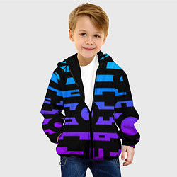 Куртка с капюшоном детская Неоновая геометрия Neon, цвет: 3D-черный — фото 2