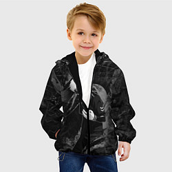 Куртка с капюшоном детская Токийский Гуль Канеки Кен ЧБ, цвет: 3D-черный — фото 2